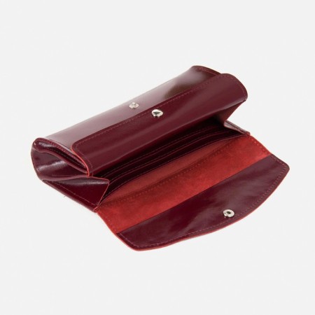 Women's wallet on the button, burgundy color-2