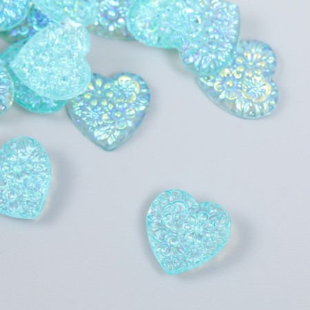 Decor for creativity Plastic "Heart" Harography Blue Set 20 pcs 1.6x1.6 cm-1