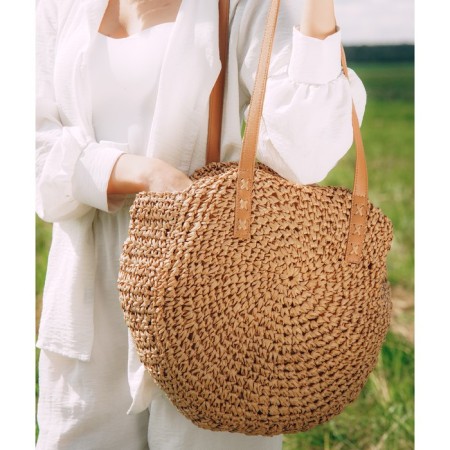 Female Bag Sl Home, manual weaving, cotton, pens length 30 cm, 45 × 43 cm-8