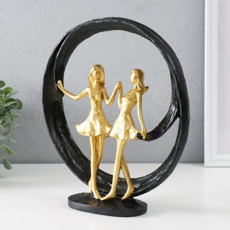 Polystone souvenir "Two girlfriends. Abstraction" Gold with black 24.5x7x26.5 cm-3