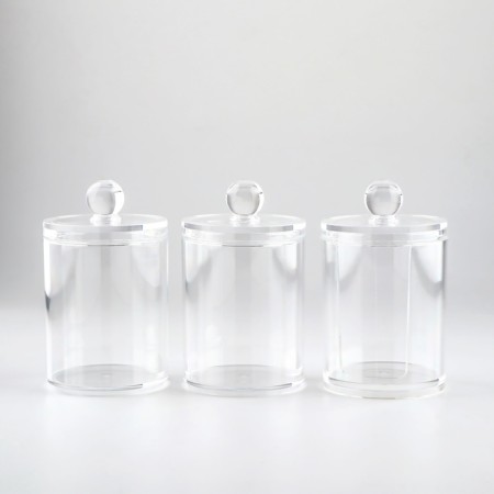 Organizer for storing cotton sticks and disks, with a lid, 3 sections, in a cardboard box, a transparent color-10