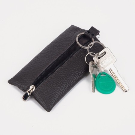 Key of zipper, length 13 cm, metal ring, brown color-2