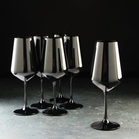 A set of glasses for the wine Bohemia Crystal "Sandra", 450 ml, 6 pcs, black color