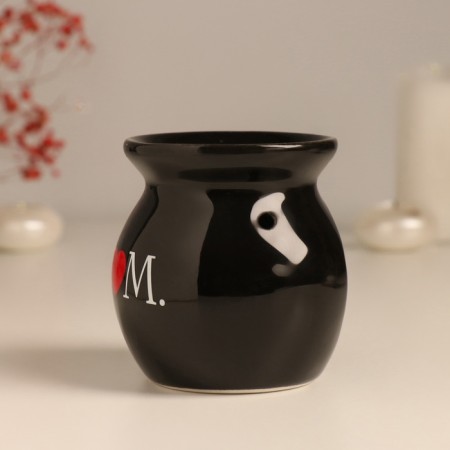 Aroma lamp ceramics "D ♥ M." Black 7.2x7.2x7.8 cm-4