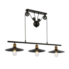 Suspended EVOLUCE lamp. Sle120503-03. ESPERAZZA. 3x60 watts, E27, 96x26 cm, black color