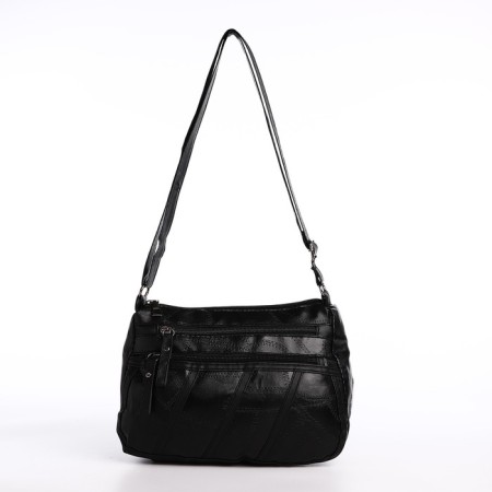 Female bag on one shoulder, on a zipper, black color