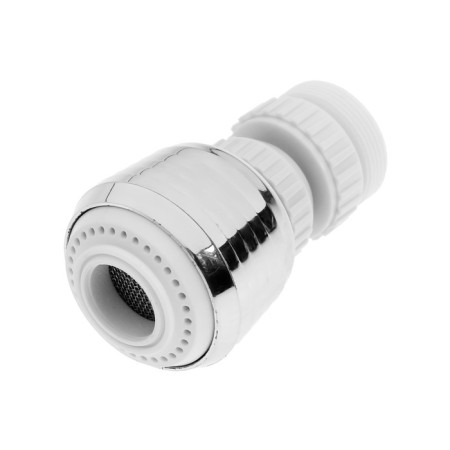 Zein aerator, with stream adjustment, rotary, 2 modes, plastic, white/chrome