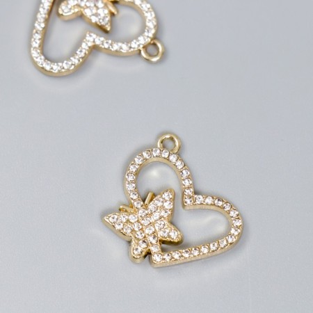 Decor for creativity Metal "Butterfly on the Heart" rhinestones 1.8x1.8 cm