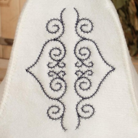 Bath cap with embroidery "Asian patterns" dark blue pattern-1