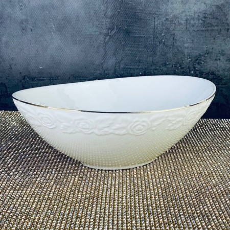 Oval Lenardi Saladnik "White Rose", length 20.5 cm