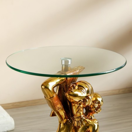 Decorative table "African with a child on the back" gold 42x42x64 cm-5