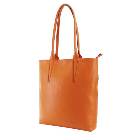 Bag women, genuine leather, orange 31x8x33 cm