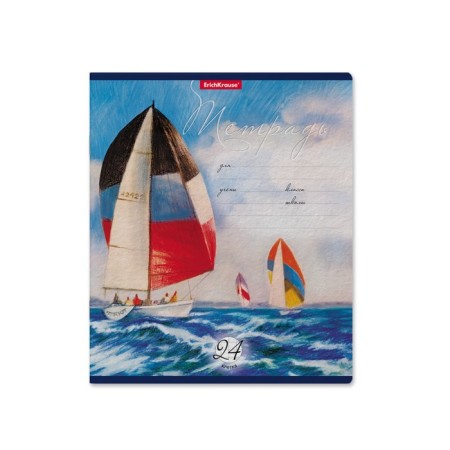 Notebook 24 sheets in the Erichkrause Regata de Vela cage, cover shaking cardboard, offset block, whiteness 100% whiteness, mix-2