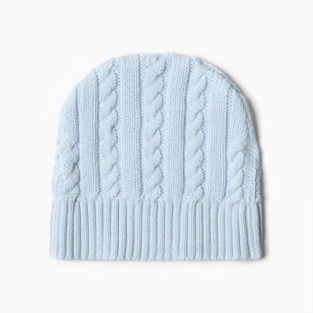 Knitted set (jumper, trousers, hat), blue color, height 68 cm-10
