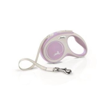 Roulette Flexi New Line Comfort S (up to 15 kg) tape, 5 m gray/pink