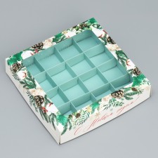 Box under 16 sweets “Happy New Year”, Botany, 18.9 x 18.9 x 3.8 cm, New Year