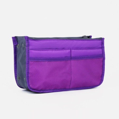 Cosmetic bag-organizer on zippers, purple color