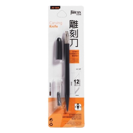 Chancellery knife, blade 4 mm, (scalpel shape) Plastic/metal housing, 12 interchangeable blades, Mix case-4