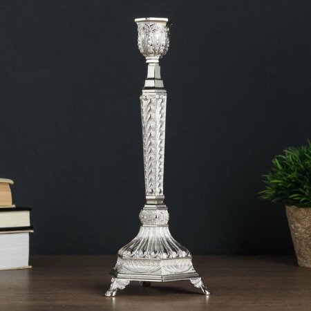 Summary Metal for 1 candle "Pattern" silver 25x10x9.5 cm-1