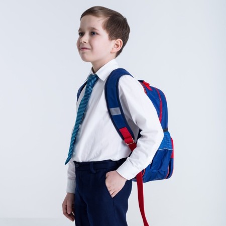 School backpack, 37 x 26 x 13 cm, ergonomic back, calligrata orth "puppy on jeans", blue-9