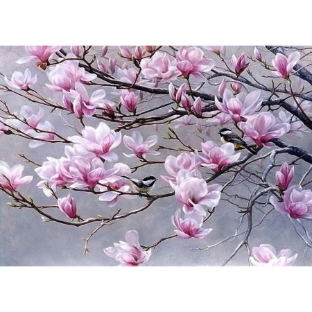 Fabric for embroidery with ribbons "Magnolia"
