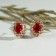 Earrings with rhinestones "Edel" oval in openwork, red color in gold