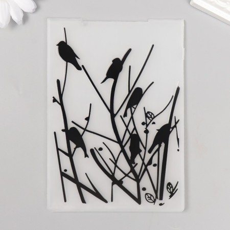 Embosing stencil plastic "birds on branches" 14.8x10.5 cm