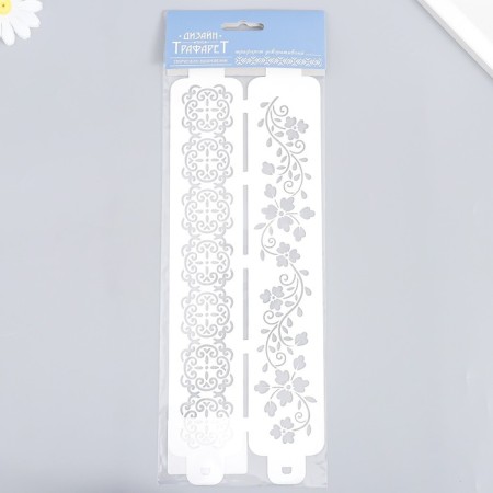 Tencil of border plastic "Flower branch" Plastic "Plastic, 11x32 cm-4