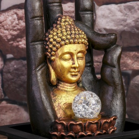 The desktop fountain from the network, backlight "Buddha and hand" 35x20x25 cm-5