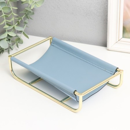 Steam for trifles metal, leatherette "Scandy" gray-blue 21x12x5 cm-2