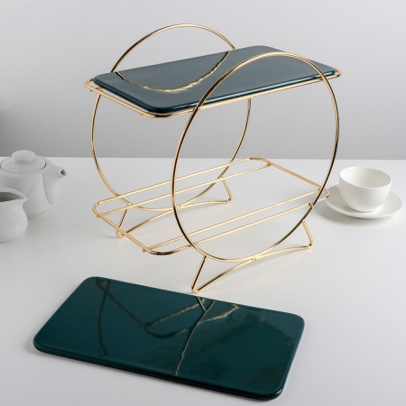 Ceramic 2-tier ceramic "Emerald", 32 × 19 × 31 cm, emerald color-1