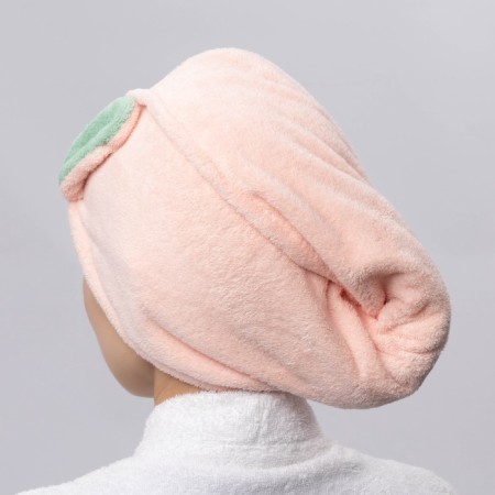Cup for drying the hair of the Dolyan "Ears", microfiber, with a button, pink color-6
