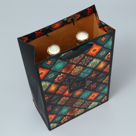 Gift package for two bottles, packaging, "Best Wishes", 35 x 20 x 9 cm-6