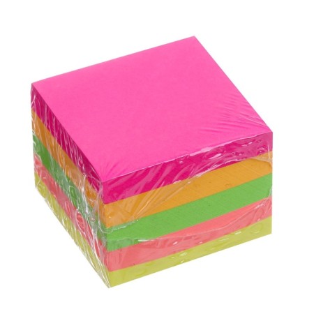 Block with a sticky edge of 51 mm x 51 mm, 400 sheets, fluorescent, 5 colors-2