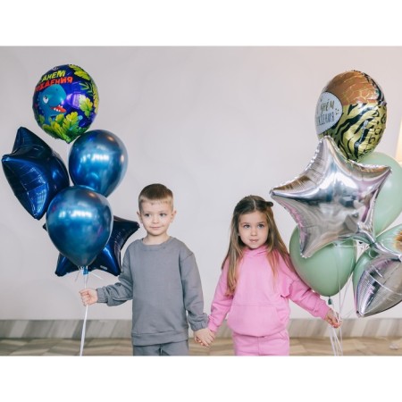Foil ball 18 "Happy Birthday", dinosaur, circle, with a substrate-4