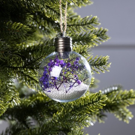 Fir -tree ball "Lilac dry flowers", batteries, 5 LED, glow warm white-3