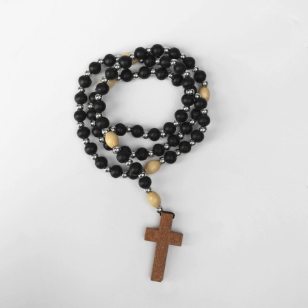 Parsing wooden "Orthodox" 50 beads through a ball, black color-1