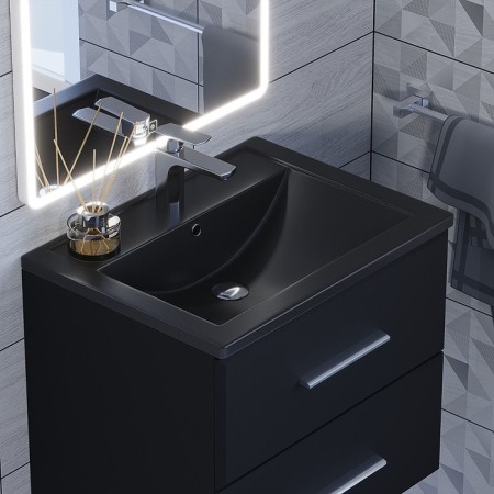Sink uperwood Foster Quartz, quartz, 60 cm, black matte, space