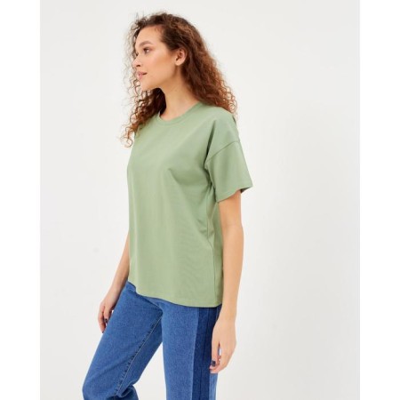 T-shirt female plain Minaku Regular Fit: olive color, river 44-1