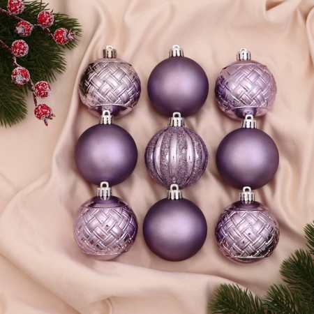 Set of balls plastic 9 pcs "Isabelle" geometry, lilac