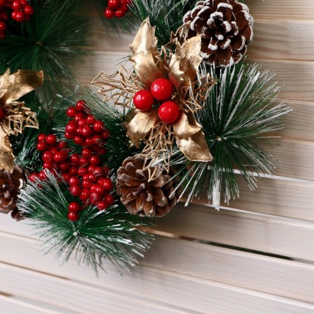 New Year's Wreath D-26 cm "Cozy fairy tale" berries cones flowers-1