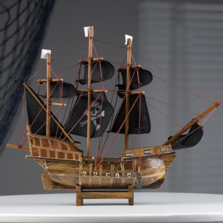 Ship "Whida", 33x8x29 cm, pirate, black sails-1