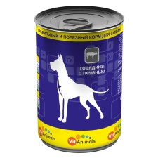 Canned vehicles Vitanimals for dogs, beef with liver, 410 g.