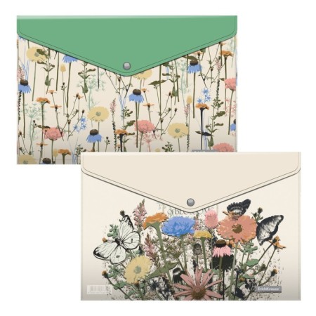 A set of 4 A4 converters, 160 μm, Erichkrause Wild Flowers, translucent, glossy, mix with a pattern
