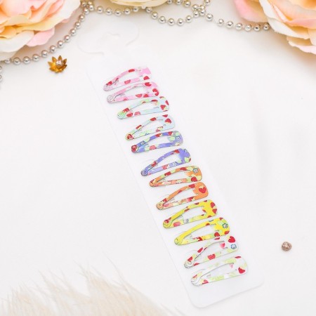 Invisible hair "Astoria" (set 12 pcs) strawberry, 3 cm, mix-1