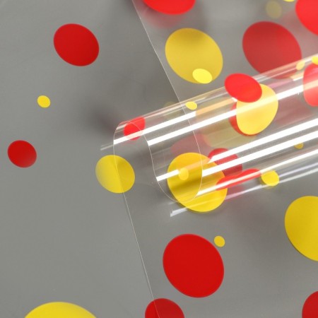 Film for flowers "confetti" red+yellow 0.7 x 8.2 m, 40 mkm-1