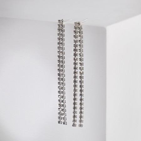 Set 2 objects: earrings, pendant "elegance" rhombus, white color in silver, 34 cm-4