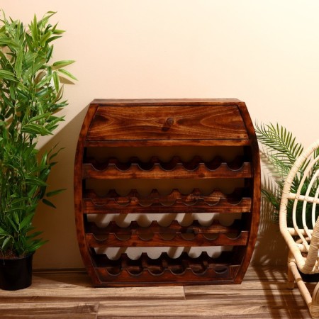 Barbali bottles stand 80x25x80 cm, Albezia tree, brown-1