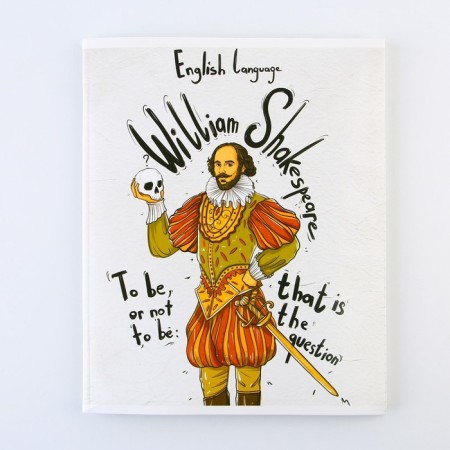 An objective note 48 sheets, A5, historical personalities, with reference materials “September 1: English”, cover coated cardboard 230 gr., Inner block in a cage 80 gr., Beliac 96%, block No. 1.-6