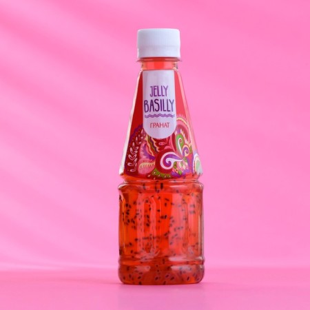 Jelly Basilly drink is still, with a grenade taste and basil seeds, 0.3 liters-3
